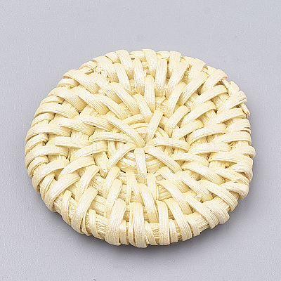 Handmade Spray Painted Reed Cane/Rattan Woven Beads WOVE-N007-02F-1