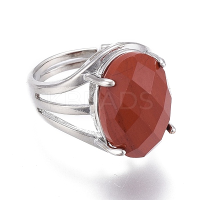 Adjustable Faceted Natural & Synthetic Gemstone Finger Rings RJEW-I068-B-1-1