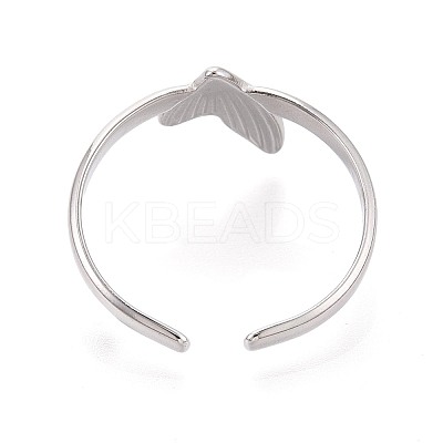 Adjustable 304 Stainless Steel Open Cuff Rings for Women RJEW-N052-27P-1