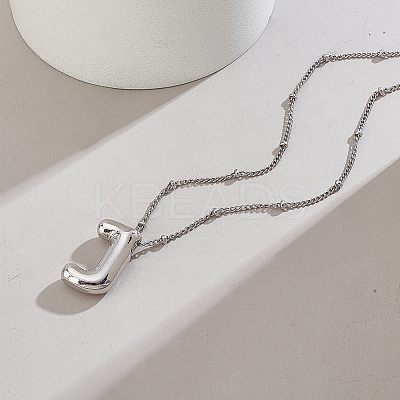 1pc Brass Chain with Alloy Letter Pendants Necklaces NJEW-LP0001-41J-P-1