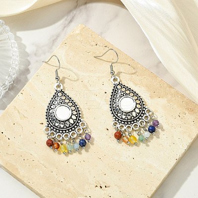 Gemstone Tassel Chandelier Earrings EJEW-JE07176-02-1
