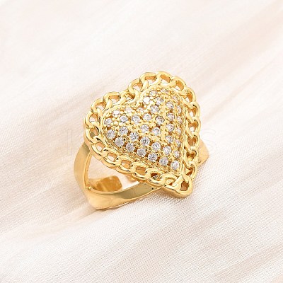 Adjustable Brass Micro Pave Cubic Zirconia Cuff Rings for Women RJEW-B139-08G-01-1