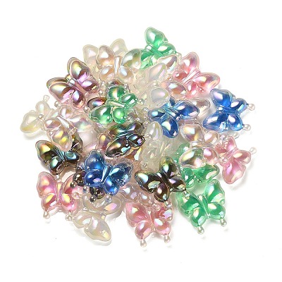 Luminous UV Plating Rainbow Iridescent Acrylic Beads X-OACR-F006-03-1