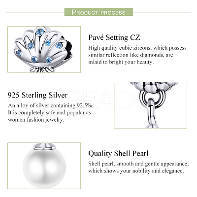 Anti-Tarnish Rhodium Plated 925 Sterling Silver European Dangle Charms HJEW-FF0012-16-1
