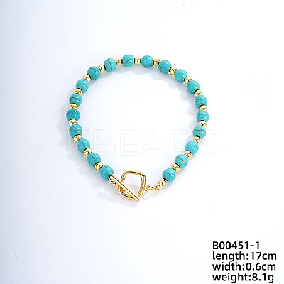 Fashionable Korean Style Brass Synthetic Turquoise Bracelets LH9898-1-1