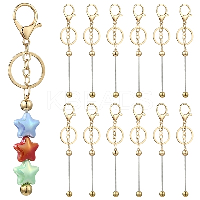 10Pcs Alloy Bar Beadable Keychain for Jewelry Making DIY Crafts KEYC-YW0001-28KCG-1