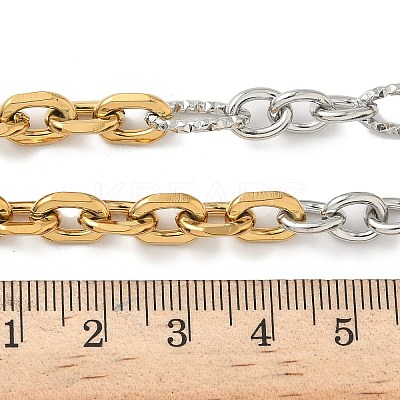 Two Tone 304 Stainless Steel Cable Chain Necklaces for Women NJEW-G173-01GP-1