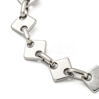 Non-Tarnish 304 Stainless Steel Rhombus Link Chains Bracelets for Men & Women LS-BJEW-D042-02P-1