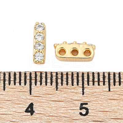 Brass Micro Pave Clear Cubic Zirconia Spacer Bars KK-P302-20G-1