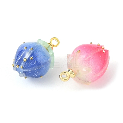 8Pcs 4 Colors Handmade Flower Bud Epoxy Resin Charms KY-FS0001-07-1