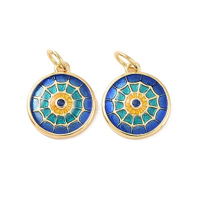 Flat Round Brass Micro Pave Cubic Zirconia Charms KK-G435-33G-01-1