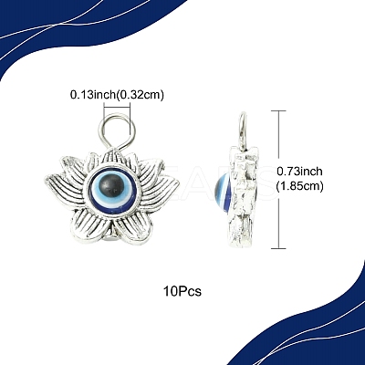 10Pcs Evil Eye Alloy Resin Pendants PALLOY-FS00058-02-1