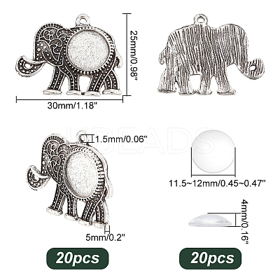 DIY Blank Dome Elephant Pendant Making Kit DIY-PH0013-41-1
