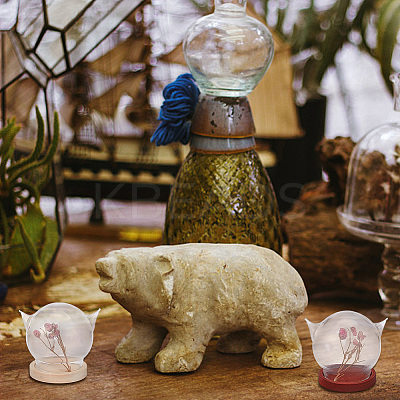 6 Sets 2 Colors Cat's Head Glass Dome Cover AJEW-DR0001-07-1