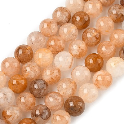 Natural Yellow Hematoid Quartz/Golden Healer Quartz Beads Strands G-D334-A02-8mm-1