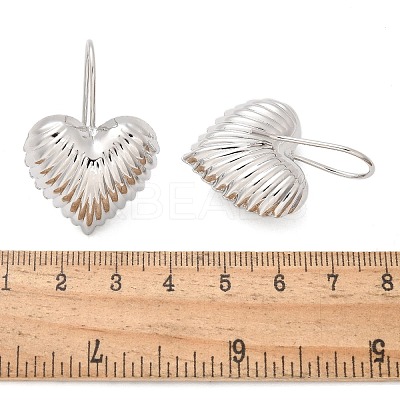 Textured Heart Brass Dangle Earrings EJEW-B132-04P-1