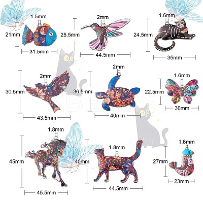 18Pcs 9 Styles Printed Alloy Pendants ENAM-CJ0005-30-1