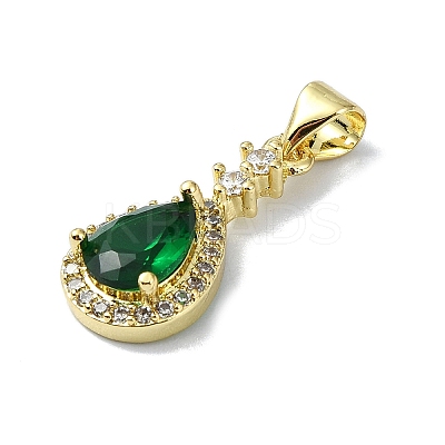 Rack Plating Real 18K Gold Plated Brass Micro Pave Cubic Zirconia Pendants KK-B084-07G-1