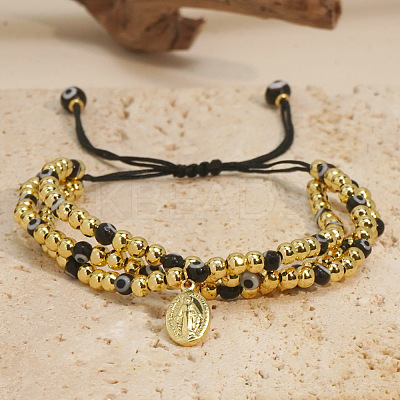 18K Gold Plated Brass Beaded Braided Bead Bracelets VH4974-6-1