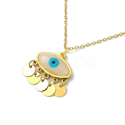 Resin Evil Eye Pendant Necklace NJEW-M199-01G-1