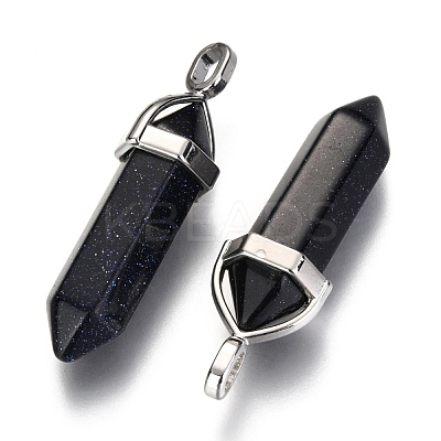 Synthetic Blue Goldstone Pointed Pendants G-F295-03H-1