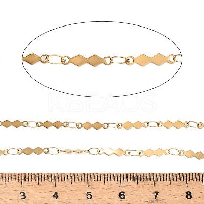 304 Stainless Steel Rhombus Bar Link Chains CHS-H116-01H-G-1