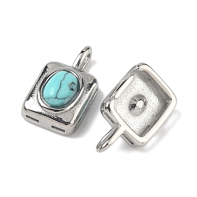Natural & Synthetic Mixed Gemstone Rectangle with Oval Charms STAS-L022-516P-M-1