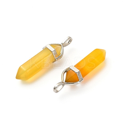 2Pcs Natural Agate Dyed Double Terminated Pointed Pendants G-YW0002-05D-1