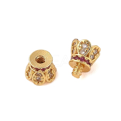 Rack Plating Brass Micro Pave Clear Cubic Zirconia Screw Clasps KK-S384-24G-01-1