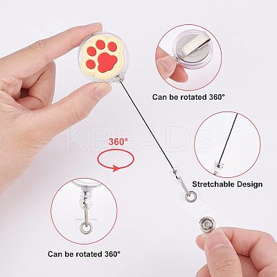 4 Pcs 4 Styles PVC Paw Badge Reel AJEW-CA0001-28A-1
