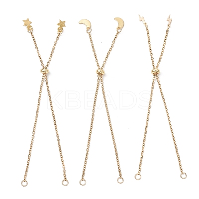 3Pcs 3 Styles 2.5MM Brass Cable Chain Slider Bracelet Makings AJEW-JB01520-1