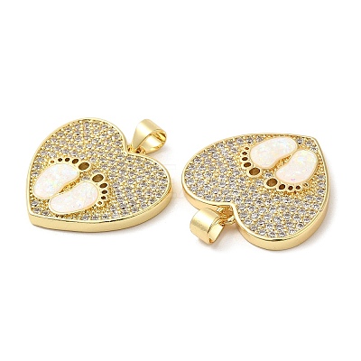 Rack Plating Brass Micro Pave Clear Cubic Zirconia Pendants KK-C025-03G-1