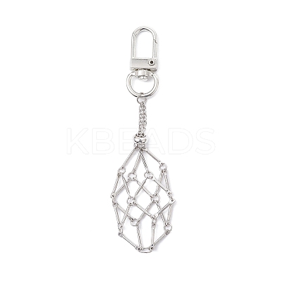 Brass Macrame Pouch Stone Holder Pendant Decoration HJEW-JM01690-02-1