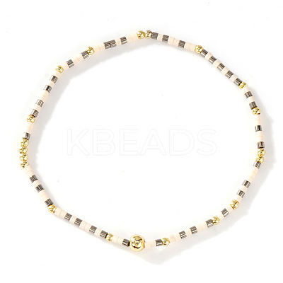 Bohemian Glass Seed Beads & Brass Stretch Bracelets for Women TI8364-4-1