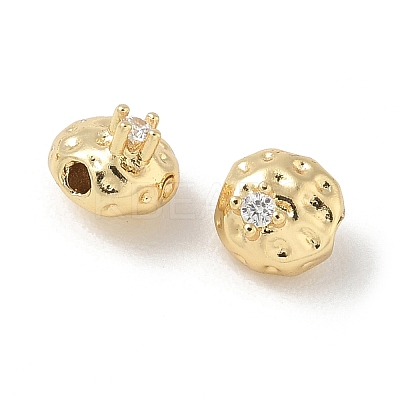 Brass Micro Pave Clear Cubic Zirconia Beads CU-CBA9FFD-10G-1
