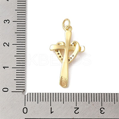 Rack Plating Brass & Clear Cubic Zirconia Pendants KK-L216-055G-1