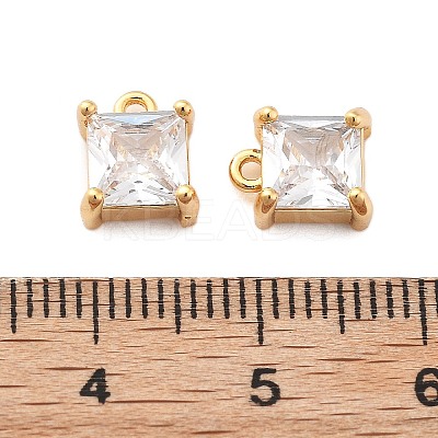 Brass Micro Pave Clear Cubic Zirconia Charms KK-G516-30G-1