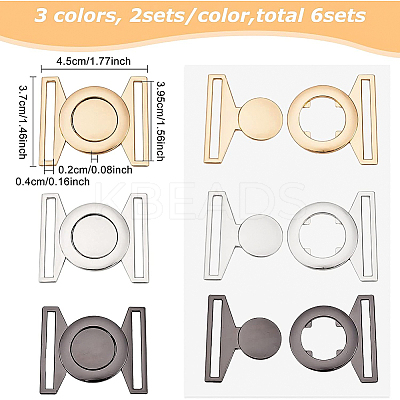 6Sets 3 Colors Zinc Alloy Side Release Buckles FIND-BC0002-43-1