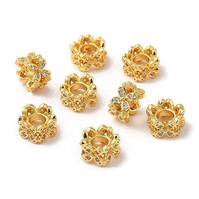 Brass Micro Pave Cubic Zirconia European Beads KK-I705-19G-1