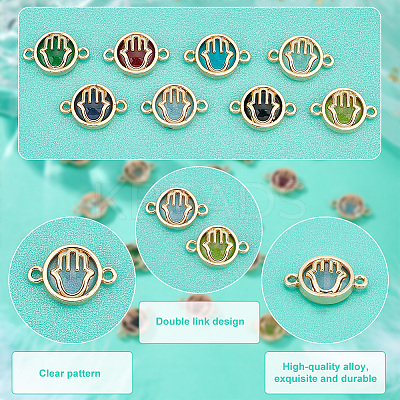 32Pcs 7 colors Glass Connector Charms GLAA-AR0001-29-1