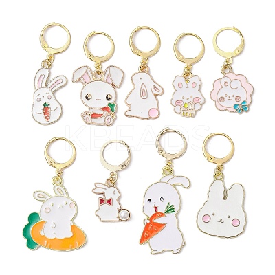 Easter Rabbit Alloy Enamel Pendant Decoration HJEW-JM01310-01-1