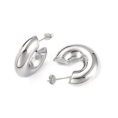 Brass Thick Ring Stud Earrings EJEW-P214-15P-1