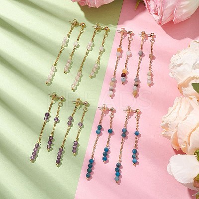 Natural Mixed Stone Ear Studs EJEW-JE05945-1