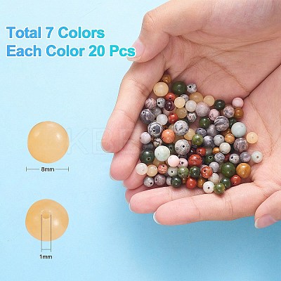 140Pcs 7 Style Natural Gemstone Beads G-SZ0001-99A-1