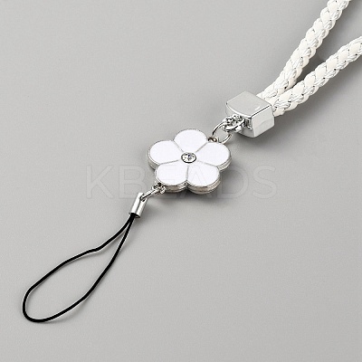 PU Leather Lanyard Wrist Strap Phone Flower Charms Straps DIY-WH0430-088B-1
