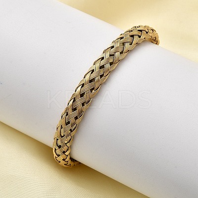 Braided 304 Stainless Steel Cuff Bangles for Women BJEW-A067-07G-1
