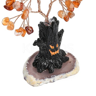 Halloween Theme Natural Carnelian Chips Tree of Life Decorations DJEW-B013-02C-1