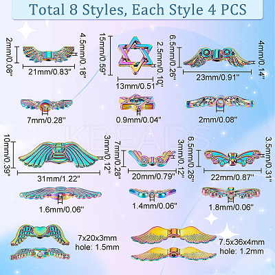 32Pcs 8 Style Rack Plating Alloy Beads FIND-PH0007-63-1