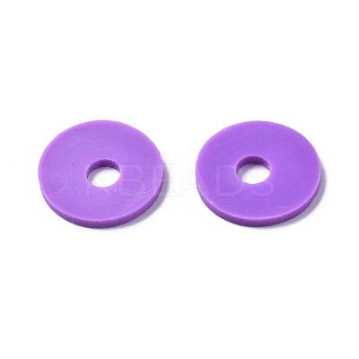 Flat Round Handmade Polymer Clay Beads CLAY-R067-12mm-01-1