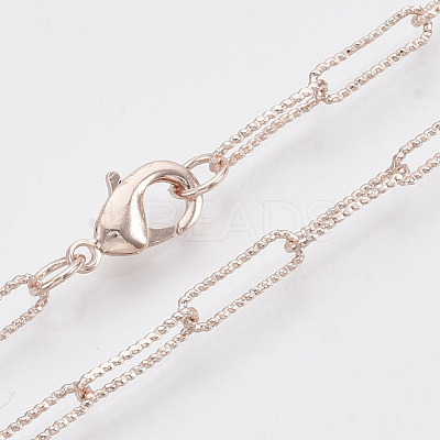 Brass Textured Paperclip Chain Necklace Making MAK-S072-03A-RG-1